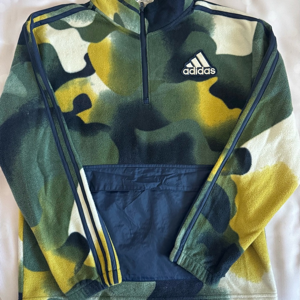 Adidas Green and Navy Fleece Pullover